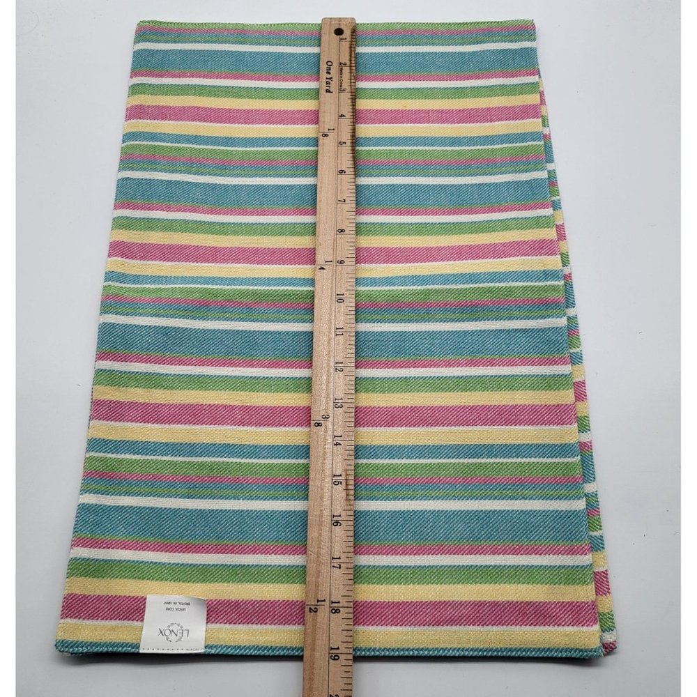 Lenox Rectangular Cotton Placemats x 2 Stripes Beachy Flamingo Coastal HTF - Picture 8 of 8